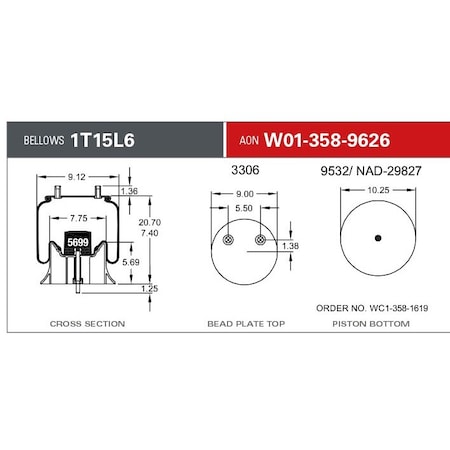 Firestone Air Spring, Suspension, 1T-Reversible Sleeve W013589626